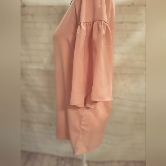 Arianna Raglan Ruffle Sleeve Blouse - Beautiful Salmon Shade- Woman's Size Small - Picture 4 of 9